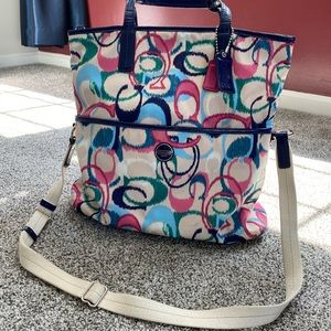 Coach Signature IKAT Print Foldover Tote Handbag